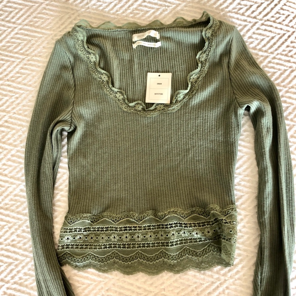 Lace Top- Urban Outfitters- Sage Green